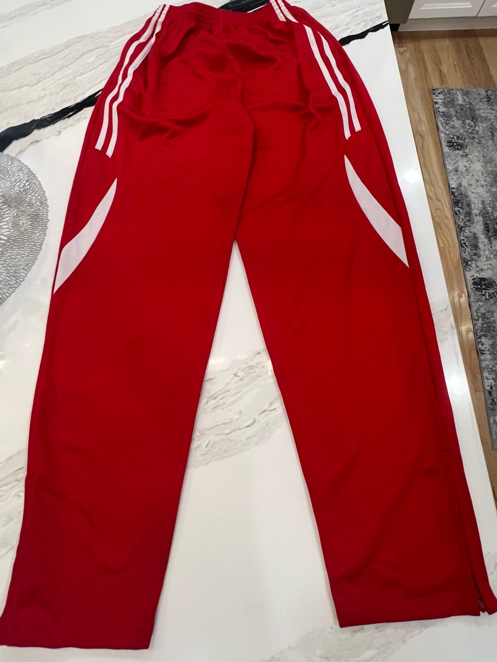 Men’s Red Athletic Track Pants with White Stripe Detail